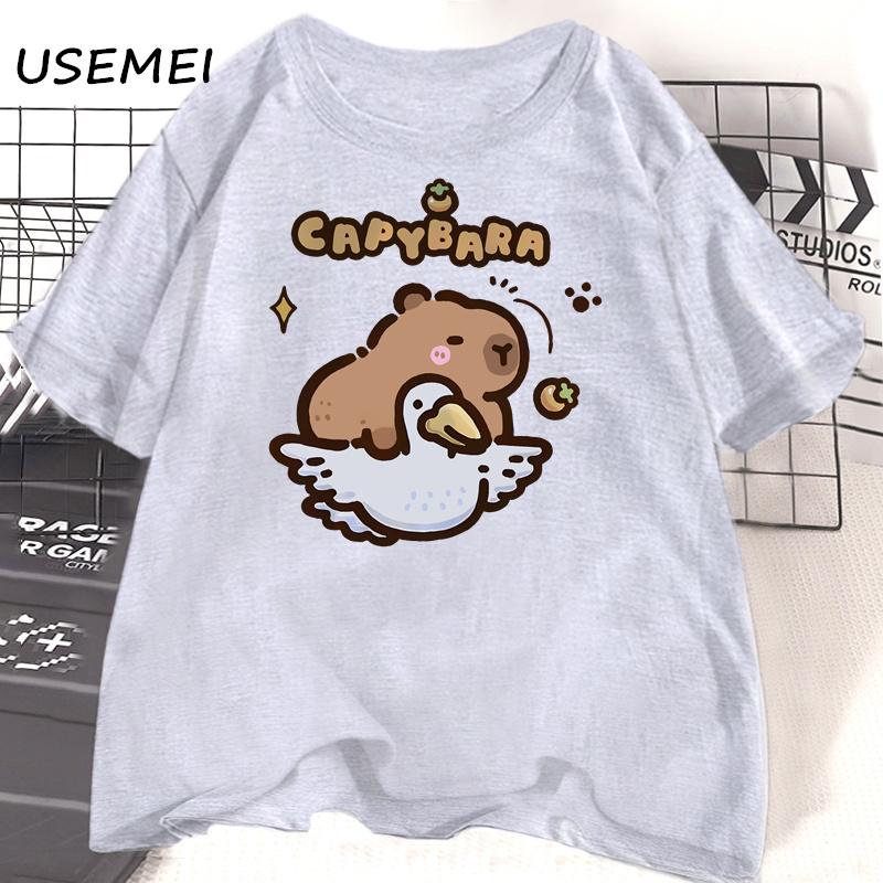 Funny Capybara T-shirts Men Women Summer Cute Animal T Shirt Cotton Short Sleeve Graphic T Shirts Streetwear Women's Clothing