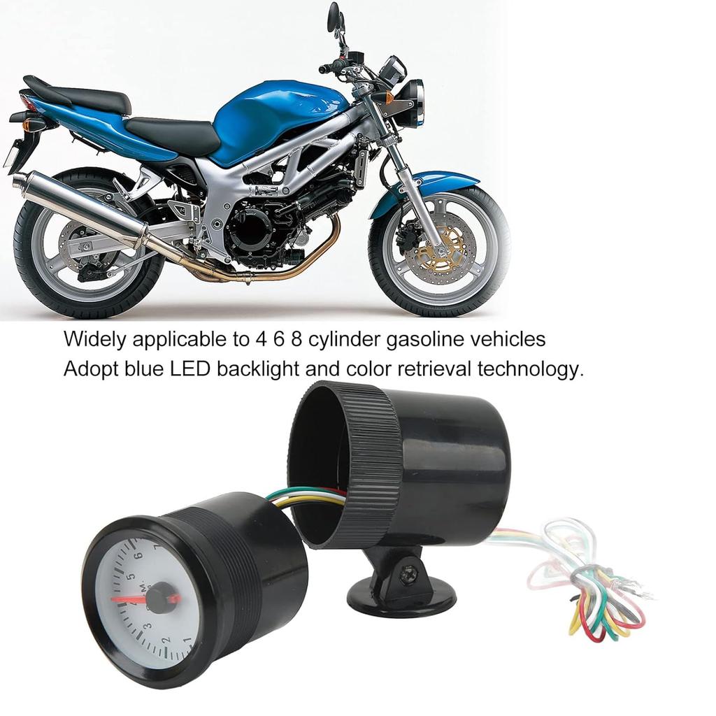 RPM Tachometer Auto Meter 0‑8000Rpm Tachometer 52Mm Tacho Gauge Blue Led Backlight for 4 6 8 Cylinders Gasoline Car