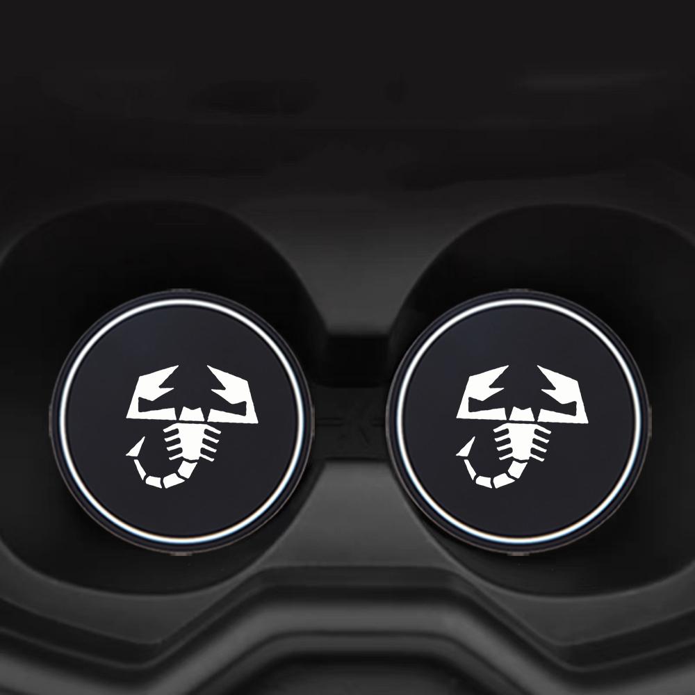 2Pcs Car Coaster Water Cup Bottle Holder Anti-slip Pad Mat For Fiat Fiat Abarth 595 Abarth 500 abarth 124 spider Accessories silica gel