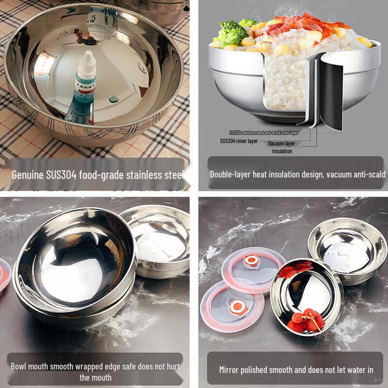 Huihuang 304 Stainless Steel Double-Layer Insulated Bowl