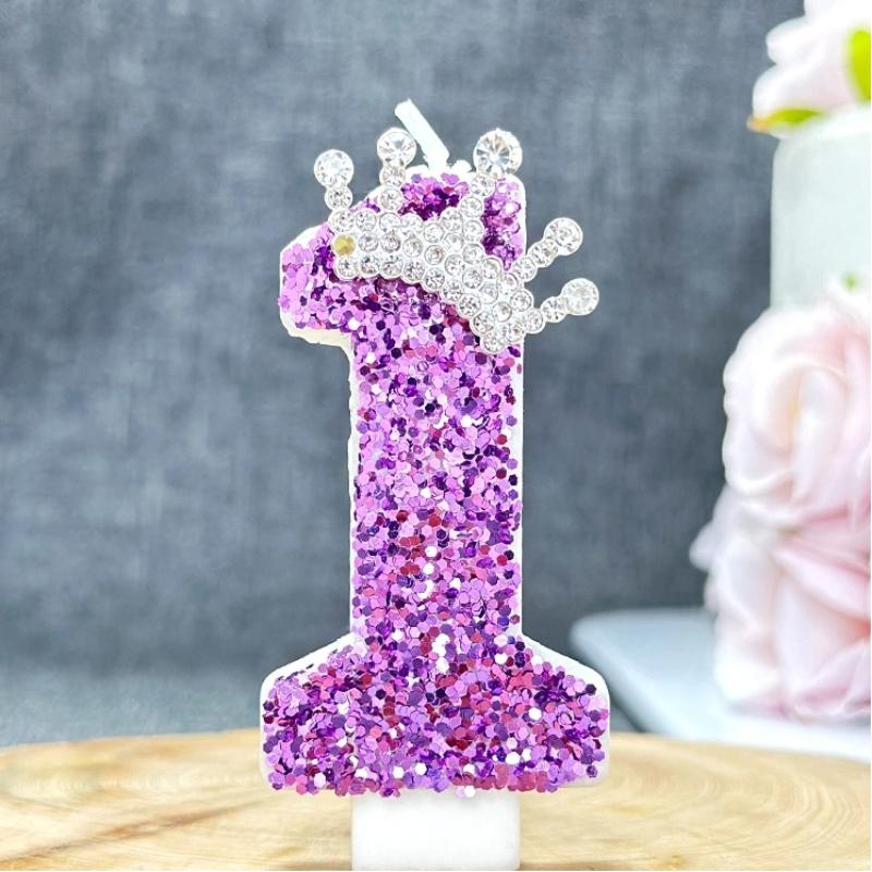Purple Crown Birthday Candles Number 0 To 9 Princess Cake Decoration Candles Anniversary Party Decorations 0123456789