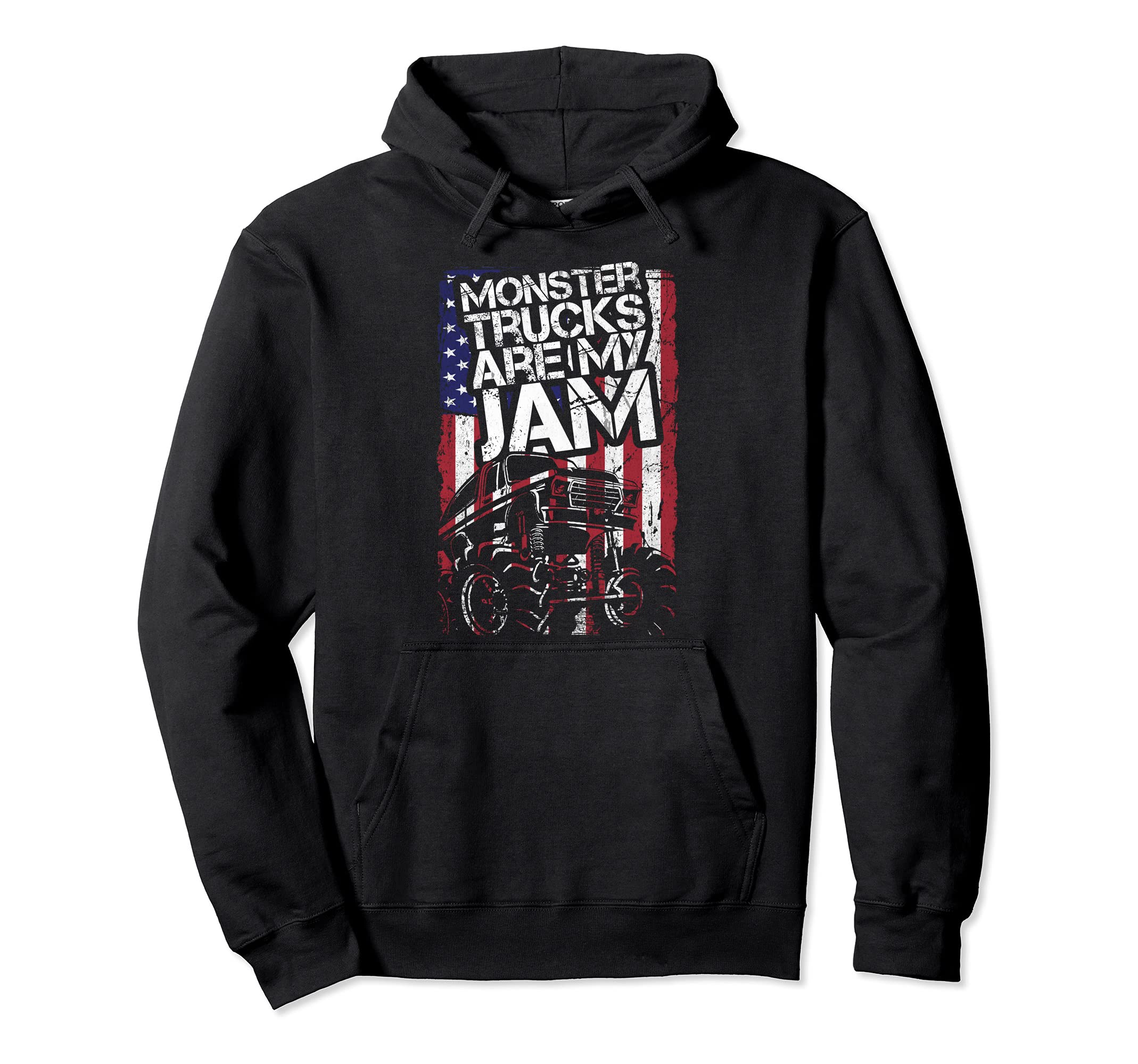 

Monster Trucks Are My Jam USA Flag Cool Monster Trucks Hoodie