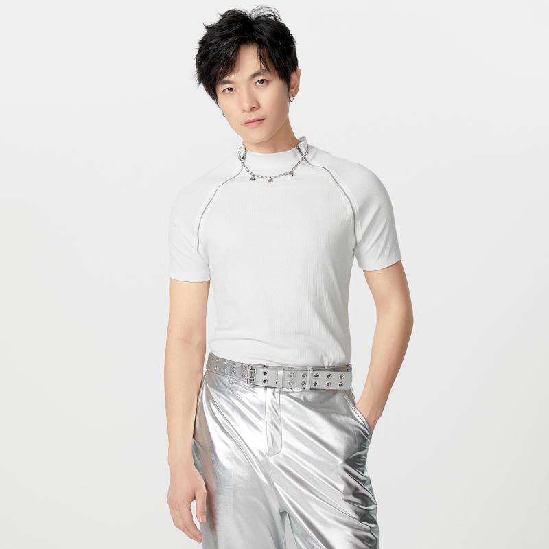 

Унисекс Женские Мужские Футболки с Коротким Рукавом Однотонные С Боковой Молнией Облегающие Парные Топы 5XL белый