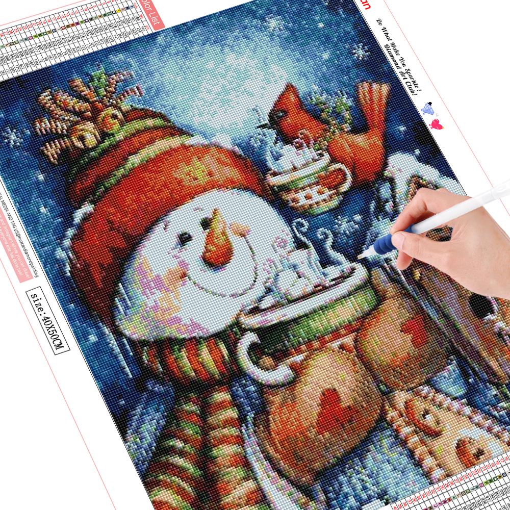 

Huacan 5D Diy Алмазная картина Снежный человек Сквайр Дрель Незавершенная Алмазная вышивка Мозаика Вышивка крестиком Зимний пейзаж Домашний декор Подарок Full Round 20*30 cm