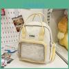 Fashionable Star Patterned Student Backpack With Transparent Compartment For Daily Use