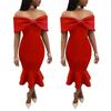 Evening dress temperament chest wrap bow fishtail dress autumn new women's clothing