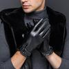 Leather Warm Gloves Full Finger Gloves Touchscreen Driving Fleece Lined Glove