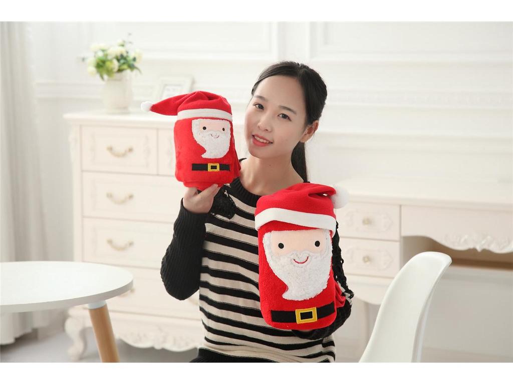 Santa Claus & Snowman Flannel Blanket - Double-Sided Cartoon Christmas Gift