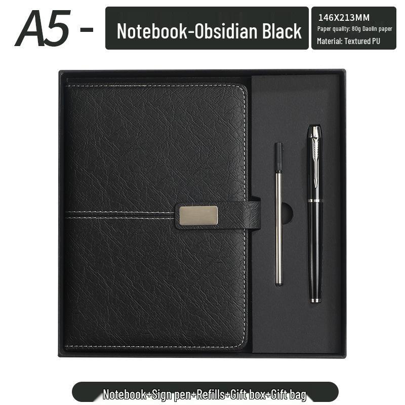 Personalized A5 Notebook Gift Set: Premium Business Diary with Logo Printing for New Year Corporate Gifting.
