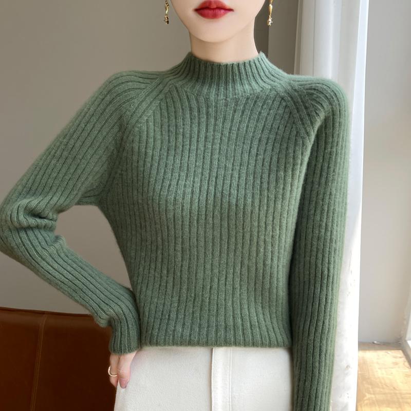 

Женский кашемировый свитер Qinghe кашемир 30% кашемир 70% шерсть осенне-зимний кашемировый толстый пуловер мягкий и теплый XXL зелёный