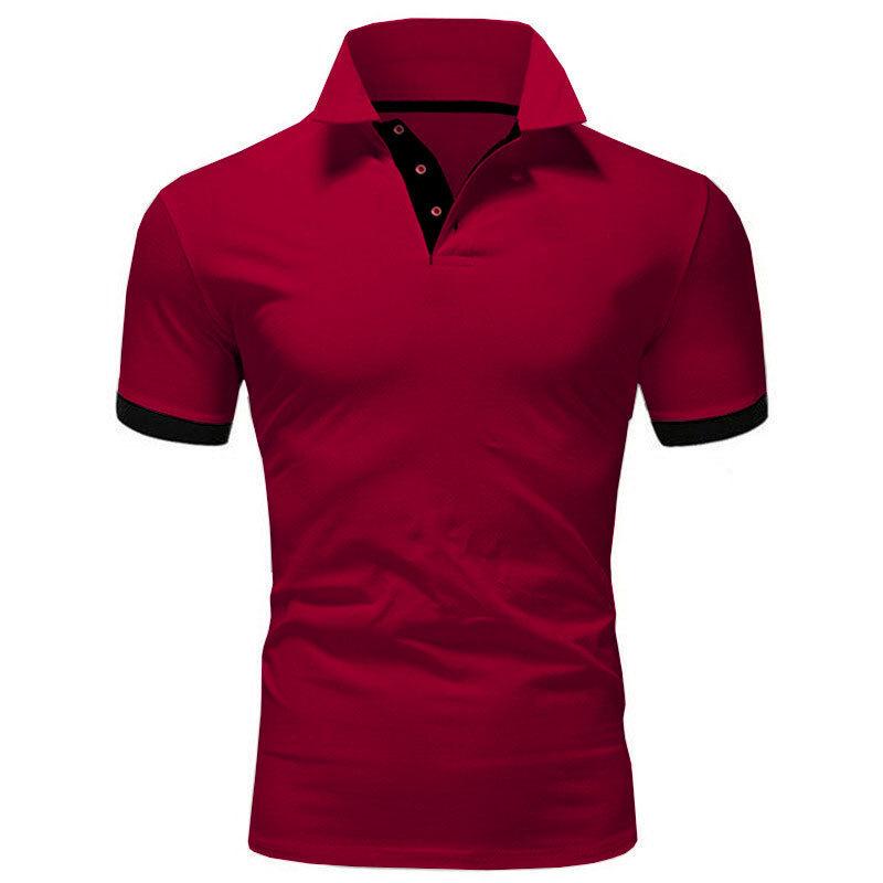 

Мужская летняя однотонная футболка-поло с коротким рукавом S бордовый/чёрный