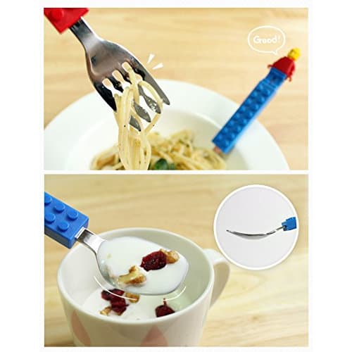 Stylish Oxford Block Figure Training Chopsticks, Spoon, Fork, and Case Set for Right-Handed Kids and Children (Red)