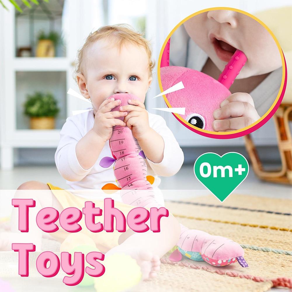Jucarie de plus 3-in-1 Musical Caterpillar Toy, Pink, 50cm, Infant Sensory Development Soothing Plush Doll