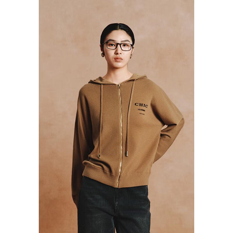 Gejin Women's Short Zip-Up Hooded Knit Cardigan