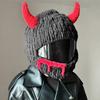 Winter Motorcycle Helmet Headgear Cover Trendy Devil's Horns Creative Cartoon Knitted Motocross Full-Face Protective Helmet Case