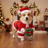 Plush Fabric Pet Christmas Gift Box Costume Soft Elastic Pet Gift Holding Outfit  Holiday Gift