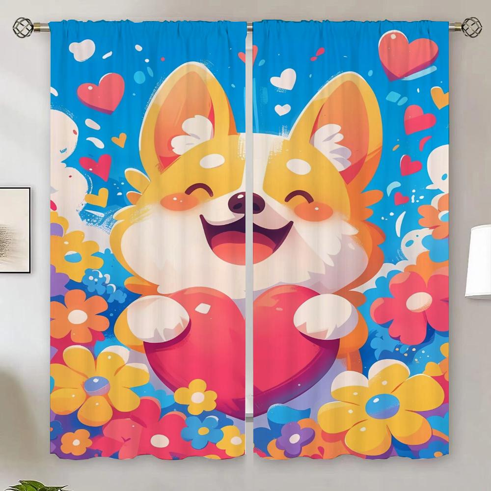 Corgi Shower Curtain for Quarto Curtains in the Living Room Decoration Home and Decoration Blackout Bedroom Curtains 100% Blind