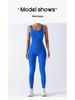 Seamless Ribbed Knit Jumpsuit with Chest Pad for Yoga and Fitness