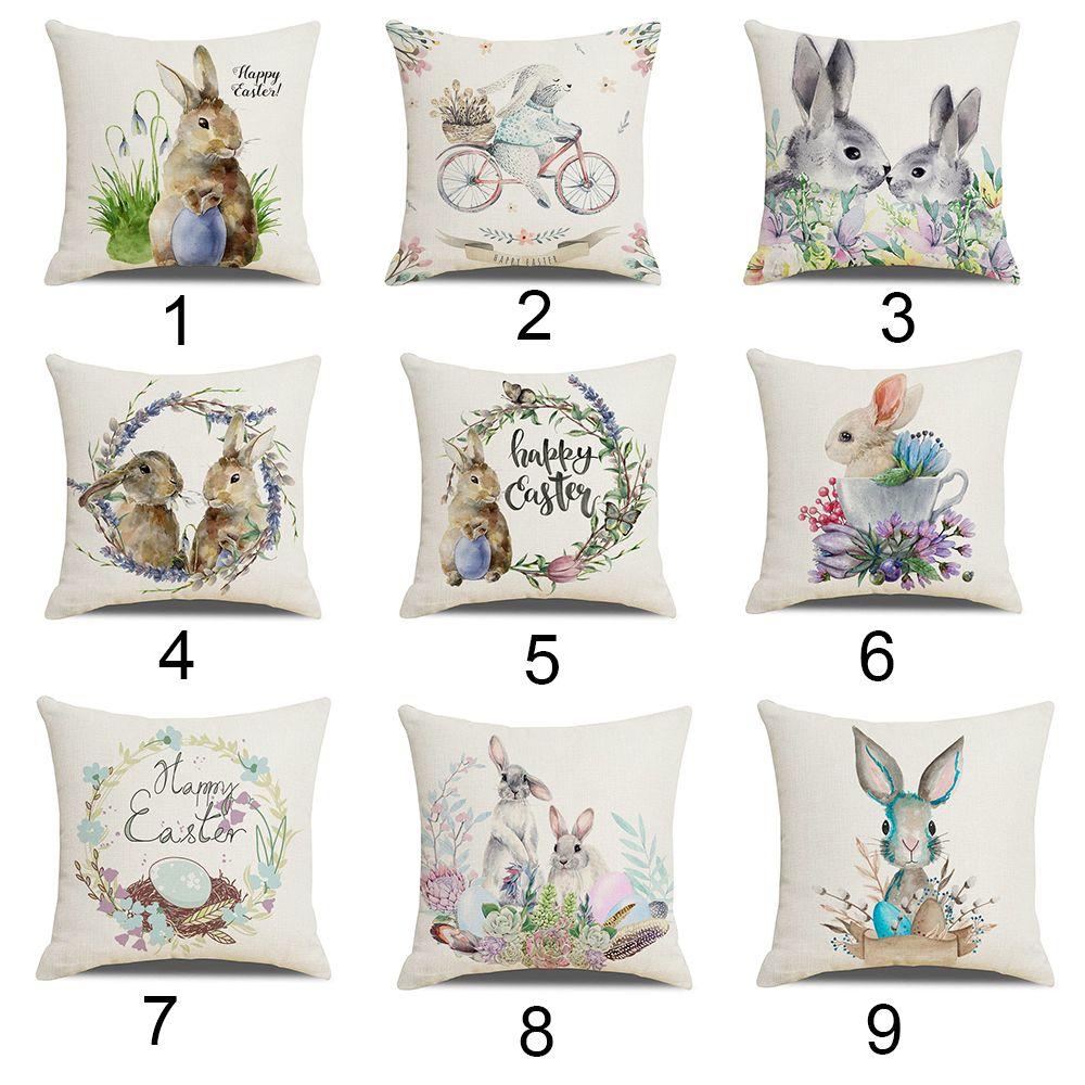 Party Bunny Eggs Sofa Easter Pillowcase Pillow Case Easter Decorations Cushion Cover