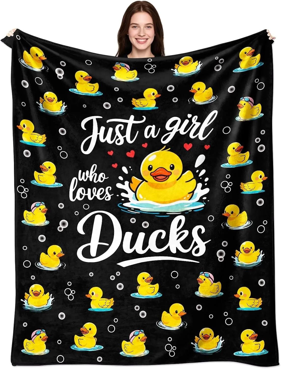 Rubber Duck Blanket for Duck Lovers Cute Yellow Duck Print Soft Flannel Throw Blanket for Couch Bed Sofa Perfect Gift for Kids 70x100cm