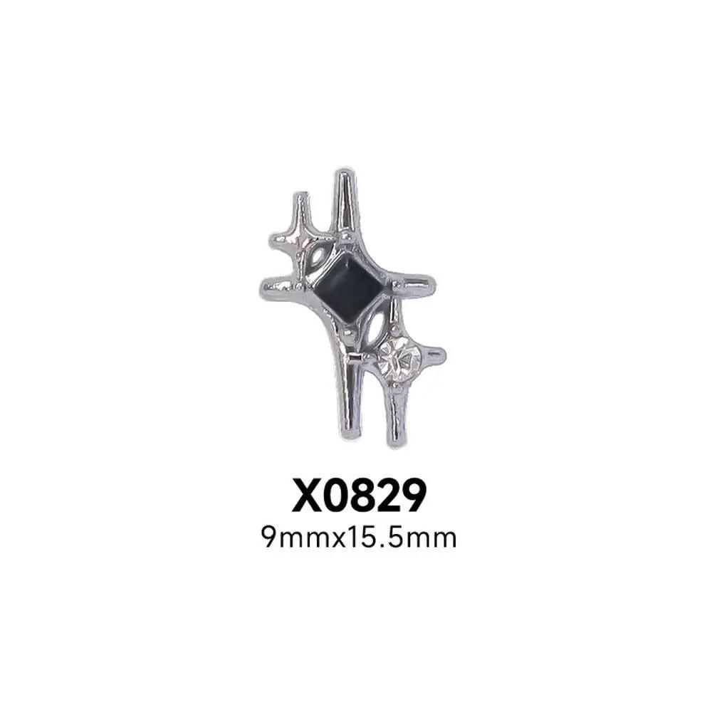 10Pcs 3D Star Alloy Rhinestone Nail Art Charms Gold/Silver Shiny Glitter Diamond Press on Nails Manicure DIY Decorations