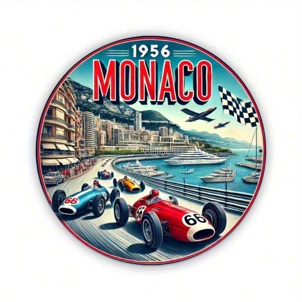 Vintage Monaco Retro Auto Metall Wandkunst Garage Schild