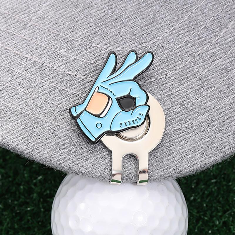 OK Sign Golf Hat Clip Ball Marker Magnetic Easily Attach to Hat Cartoon Flag Pattern Baseball Cap Clips Jewelry Accessories Gift