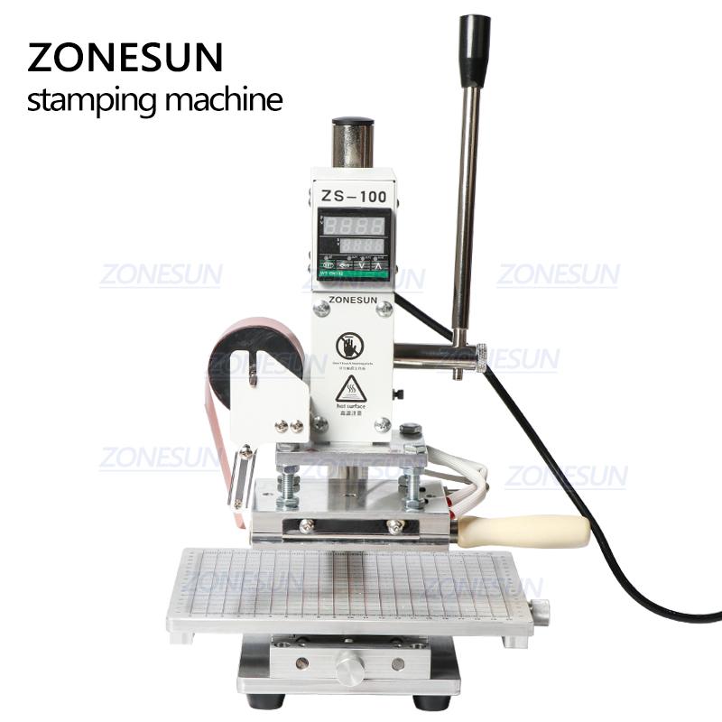 ZONESUN ZS-100C Digital Hot Foil Stamping Machine Leather Embossing Heat Pressing Machine For Wood PVC Paper Custom Logo Stamp