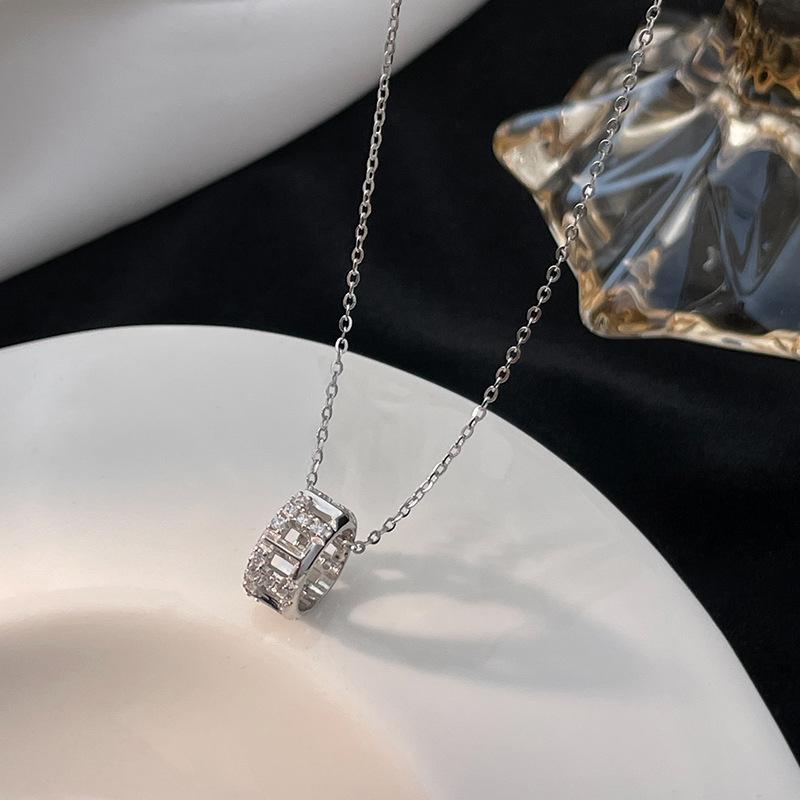 

Ожерелье Banyan Tree из серебра 925 пробы, простое ожерелье-кольцо с полостью для женщин - Ретро INS, высококлассная цепочка для ключиц 925 Silver