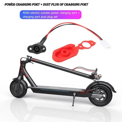 Cabo carregador de energia para scooter elétrica + conjunto de capa para plugue de porta de carregamento, scooters esportivas e entretenimento para M365
