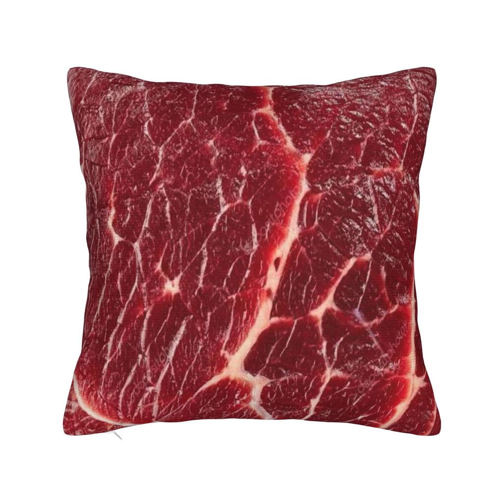 Funny Meat Pattern Beef Pillowcase Merch Printing Cushion Cover Throw Pillow Cover Seat Decor Square Multi-Size