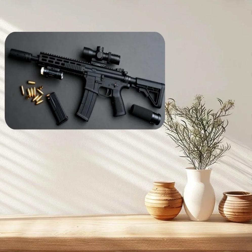Tactical AR Rifle Metal Wall Sign for Gun Room Man Cave Garage Decor