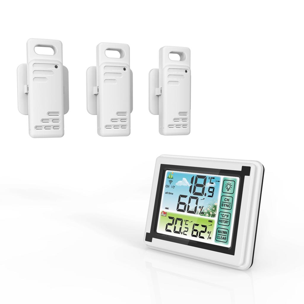 Indoor Outdoor Wireless Thermohygrometer Temperature Humidity Monitoring Weather Clock Digital