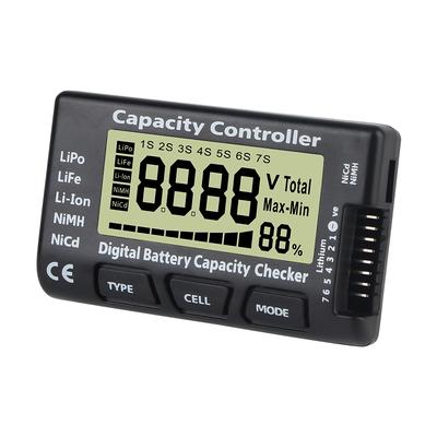 Testeur de batterie d'alimentation pour voitures et bateaux RC Affichage LCD numérique Vérificateur de tension et de capacité de batterie 1-7S CellMeter 7 Pour batteries Li-ion LiFe Nimh Nicd Lipo