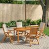 5 Piece Garden Dining Set 4 Seater Cream Solid Wood Acacia