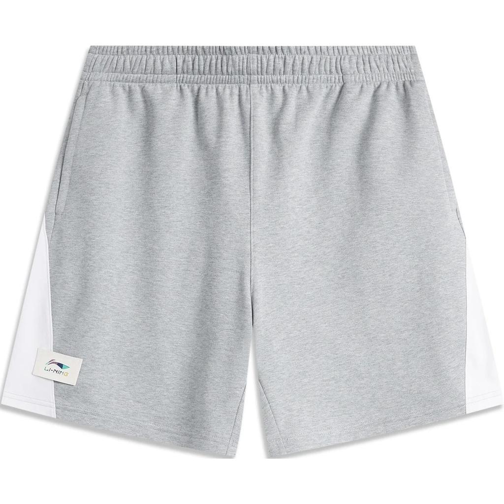 Li Ning 2024 Honor Series Color Block Mid-Rise Comfortable Breathable Loose Straight Casual Shorts Unisex shorts Flower-Gray Standard-White AKSU955-1