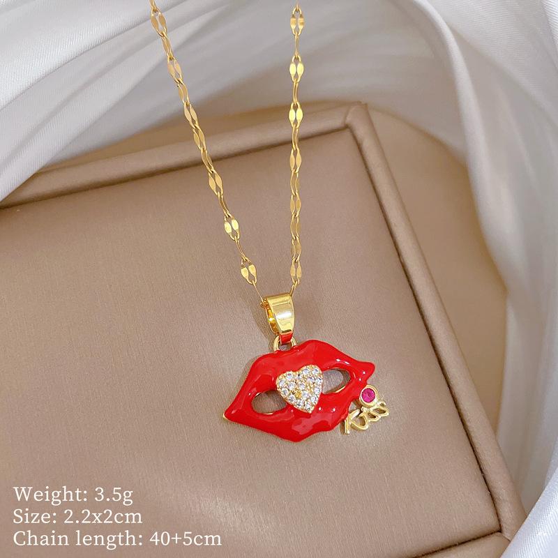 Copper Micro-Inlaid Love Fashion Light Luxury Temperament Gorgeous Full Diamond Necklace Female Versatile Collarbone Chain Titanium Steel