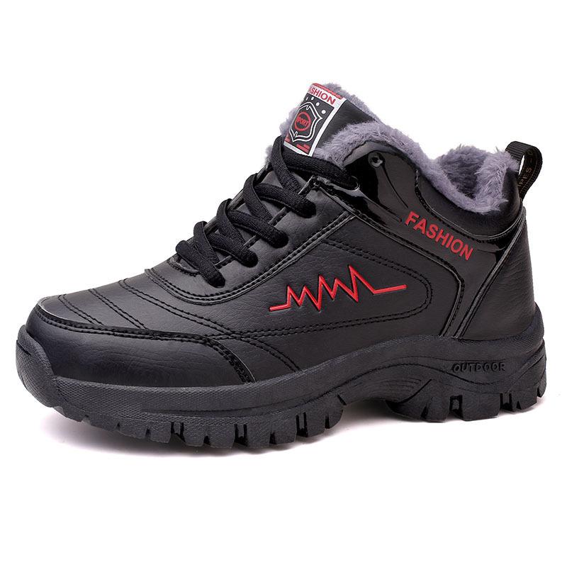 New cotton shoes in autumn and winter, waterproof casual shoes with leather surface, velvet sports shoes to keep warm