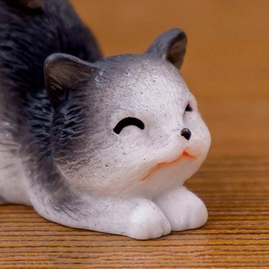 12Pcs Miniature Cat Figurine Mini Simulation Kitten Statue Resin Animal Ornament Microlandscape Dollhouse Car Dashboard Decoration