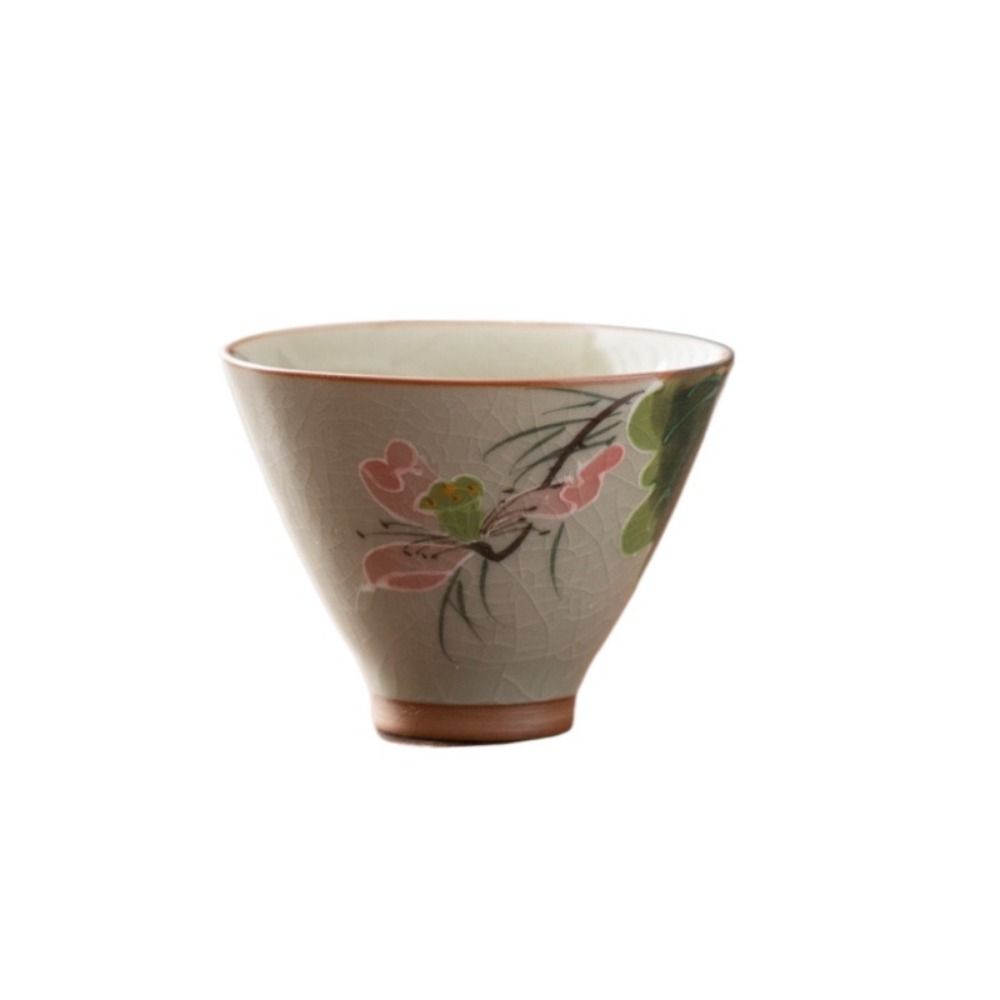 Lotus Graphic Ge Kiln Ceramic Tea Cup Hand-painted Tea Tasting Cups Kung Fu Tea Cup  Tea Making