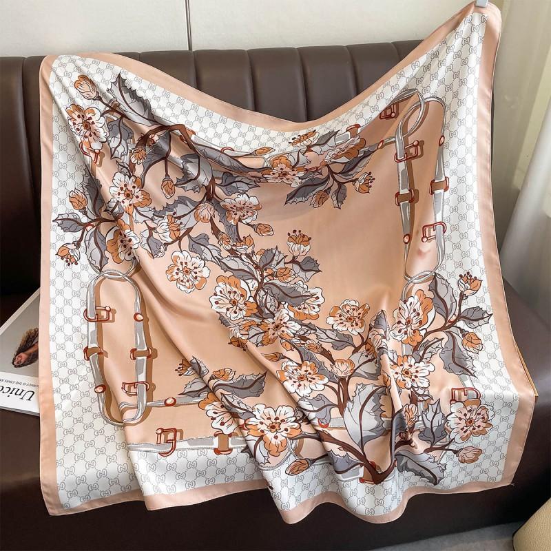 Lightweight 90x90cm Square Scarf Women Navy Style Sun Protection Silk-Like Feel Wear Chic Versatile Accessory