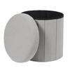 Olaf Foldable Pouffe, Gray, With Storage Compartment, Round, 38 Cm