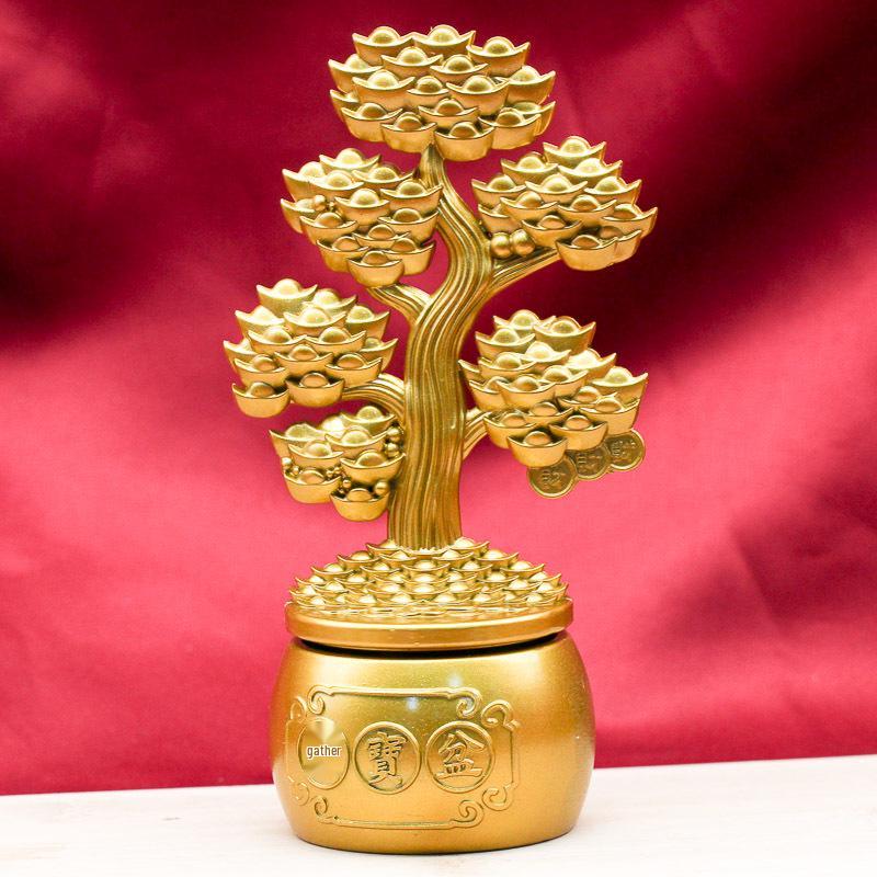 Yuanbao Money Tree Rotating Ornament - Wealth and Fortune Gift for Office or Shop Openings