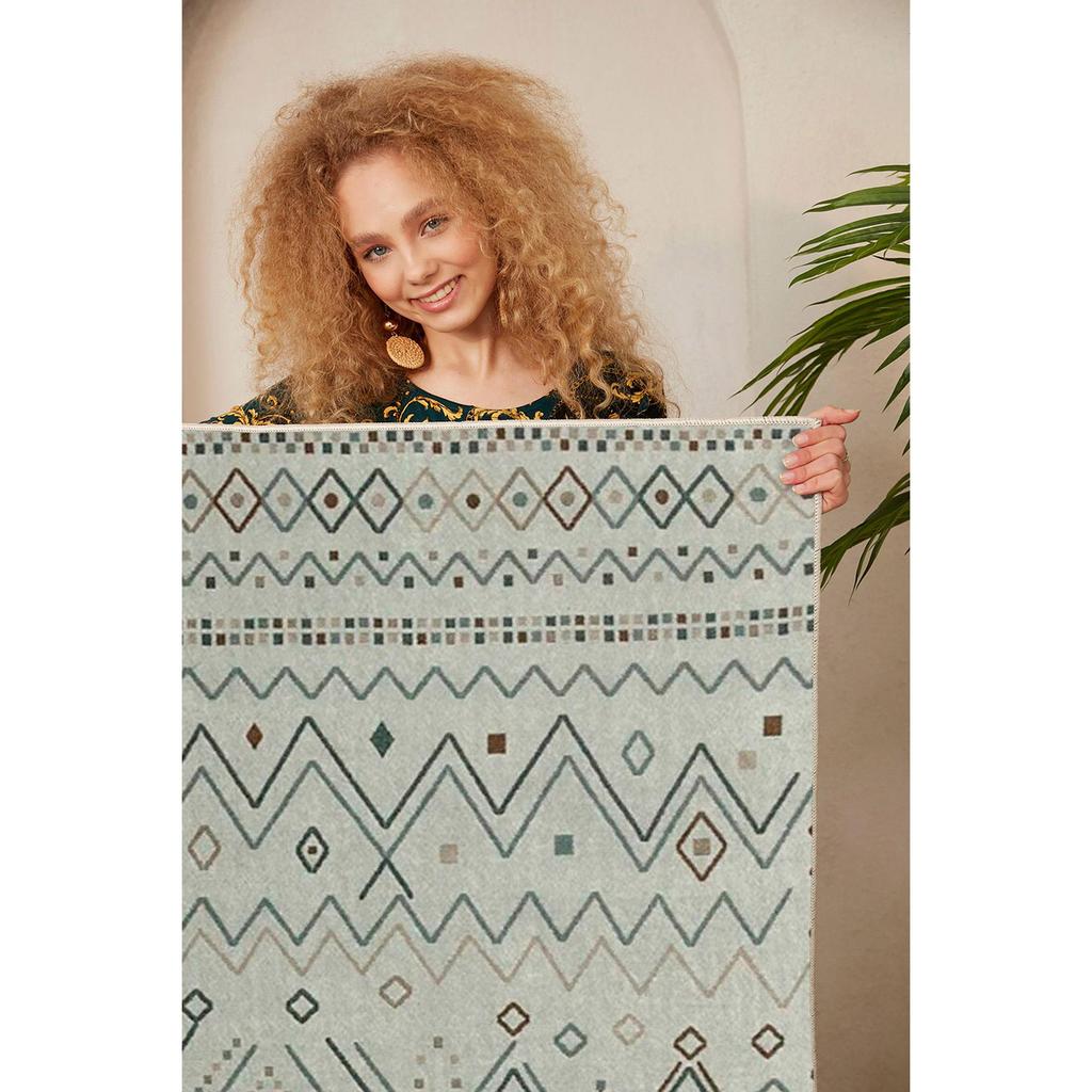 Decorative Non-Slip Base Geometric Pattern Living Room Carpet Special Design, Thin, Washable Carpet