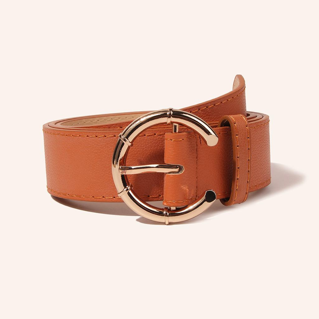 New C-shaped Bamboo Buckle Small Lychee Pattern Belt Fashionable Female White-collar Urban Clothing Belt