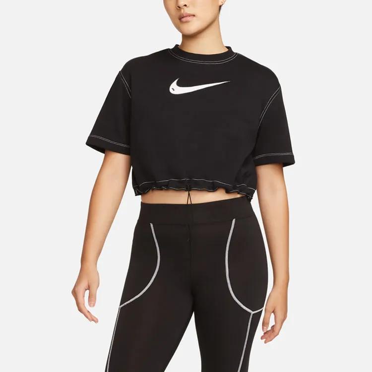Nike Crop Tops Women's Black Crew Neck Moderate (Unisex) Crop Tops DM6745 010