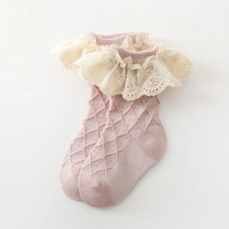 Spring Autumn Baby Girls Socks Newborn Infant Kids Cute Socks Toddler Cotton Lace Flower Short Tube Sock For 0-5Years