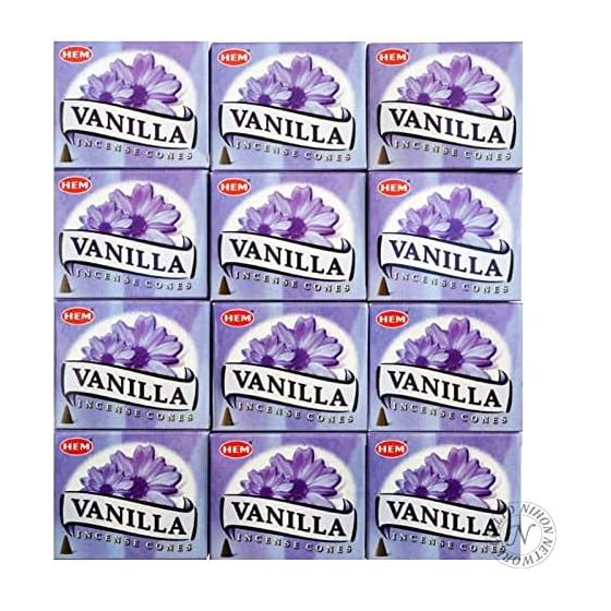 HEM Incense Vanilla Cone Type 12 Boxes (1 Box Contains 10 Corn Incense) Relaxing Historical Indian Incense Incense Approximately 3cm