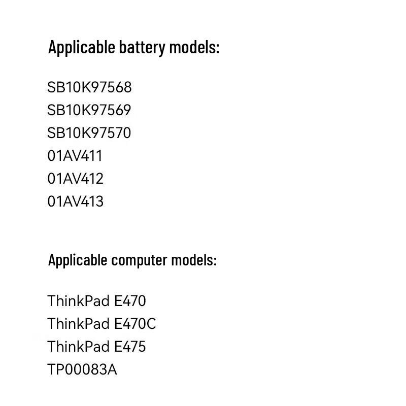Lenovo ThinkPad E470 E475 E470C Series Laptop Battery