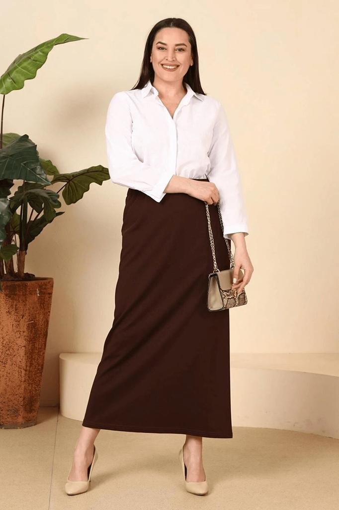 Women's Style Big Size Skirt Large Size Ottoman Steel Pencil Skirt Winter Knitted Fabric
